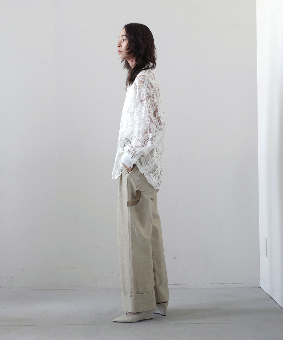 MEDE19F [メデ・ジュウキュウ]|レースドレスシャツのコーディネート