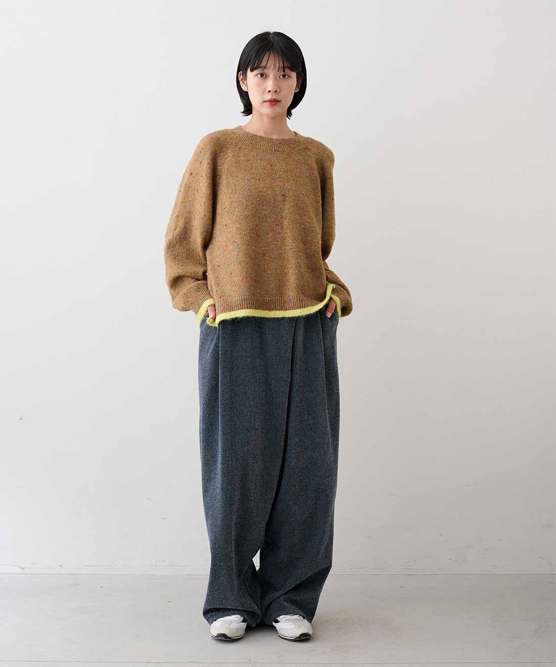 MEDE19F [メデ・ジュウキュウ]|配色ライン遣い カラフルネップニットの会と配色ライン カラフルネップニットの会のコーディネート