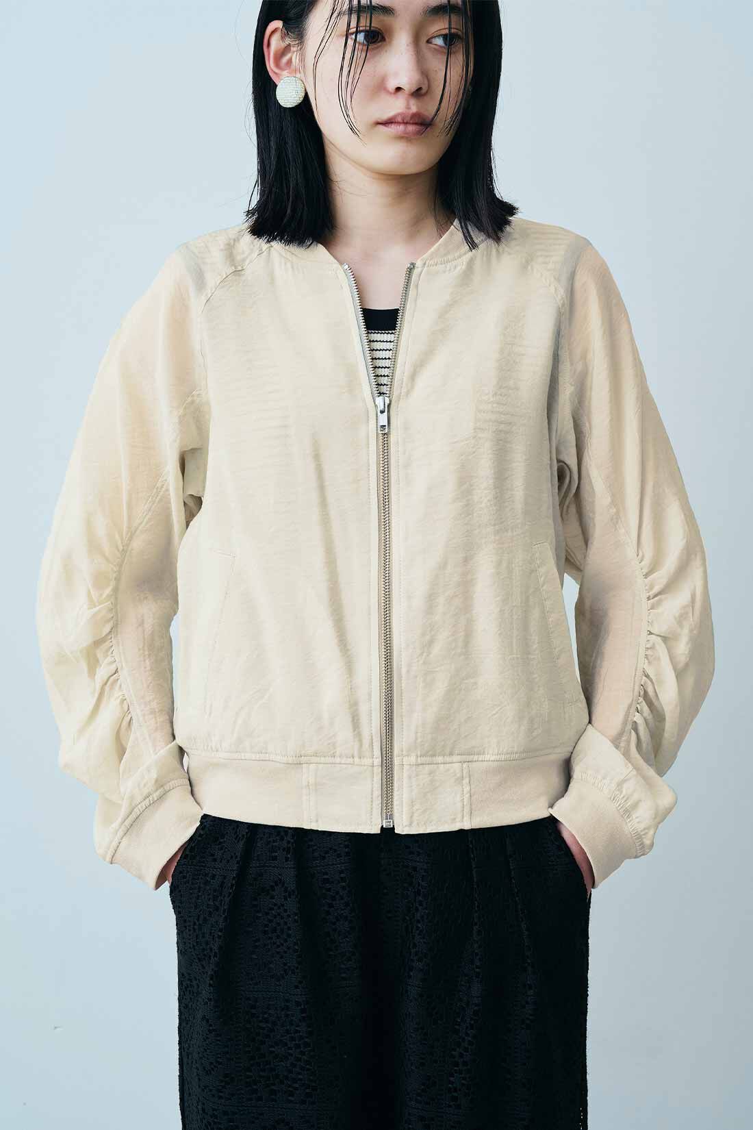 MEDE19F [メデ・ジュウキュウ]|MEDE19F　ギャザースリーブシアーブルゾン〈ライトベージュ〉