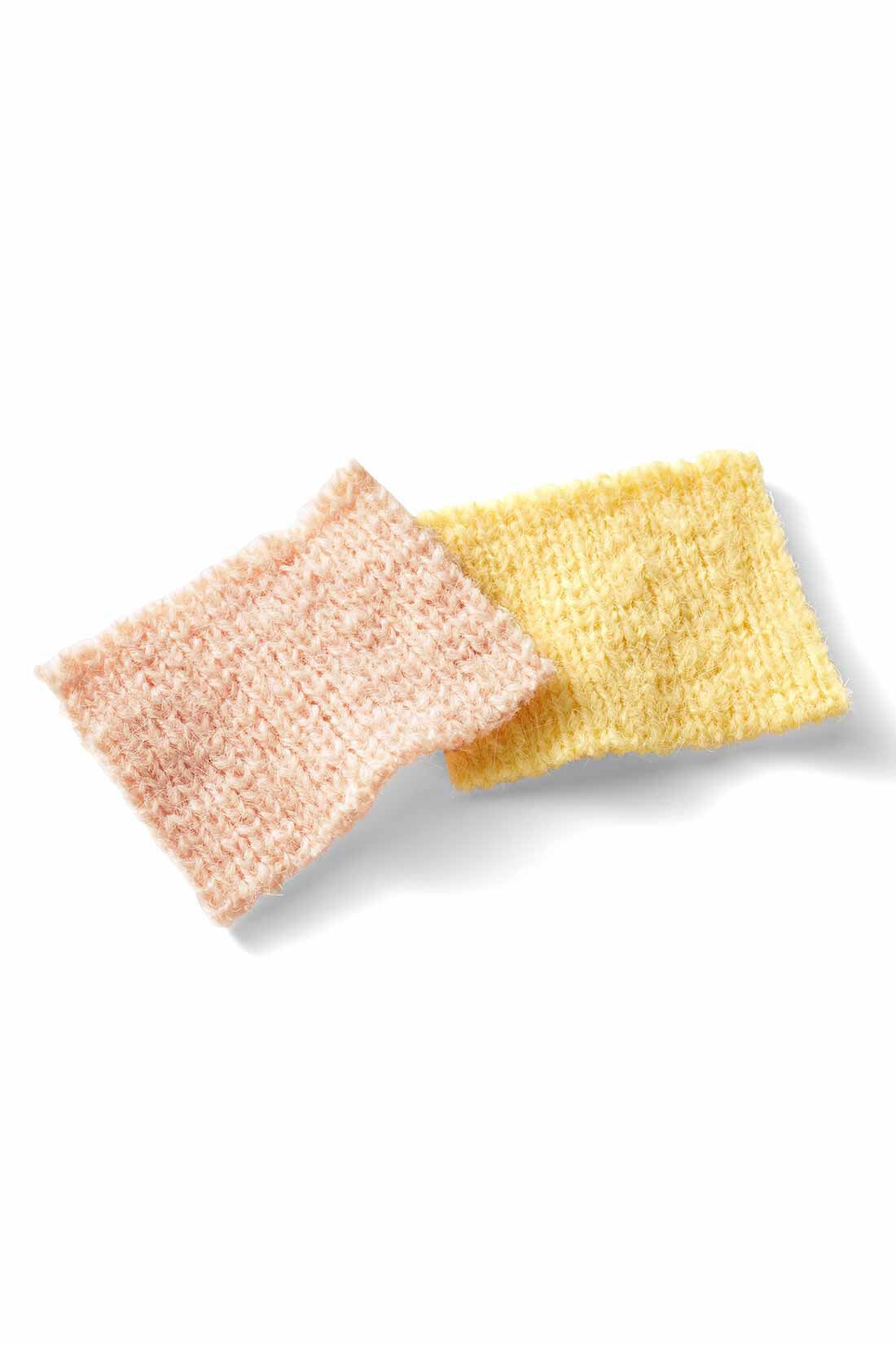 MEDE19F|MEDE19F　肩巻きニットトップスセット〈ペールピンク〉|ふんわりとした肉感のある、リサイクルポリエステル混の糸を使用。着まわしやすい、ほどよい厚みの編み地です。