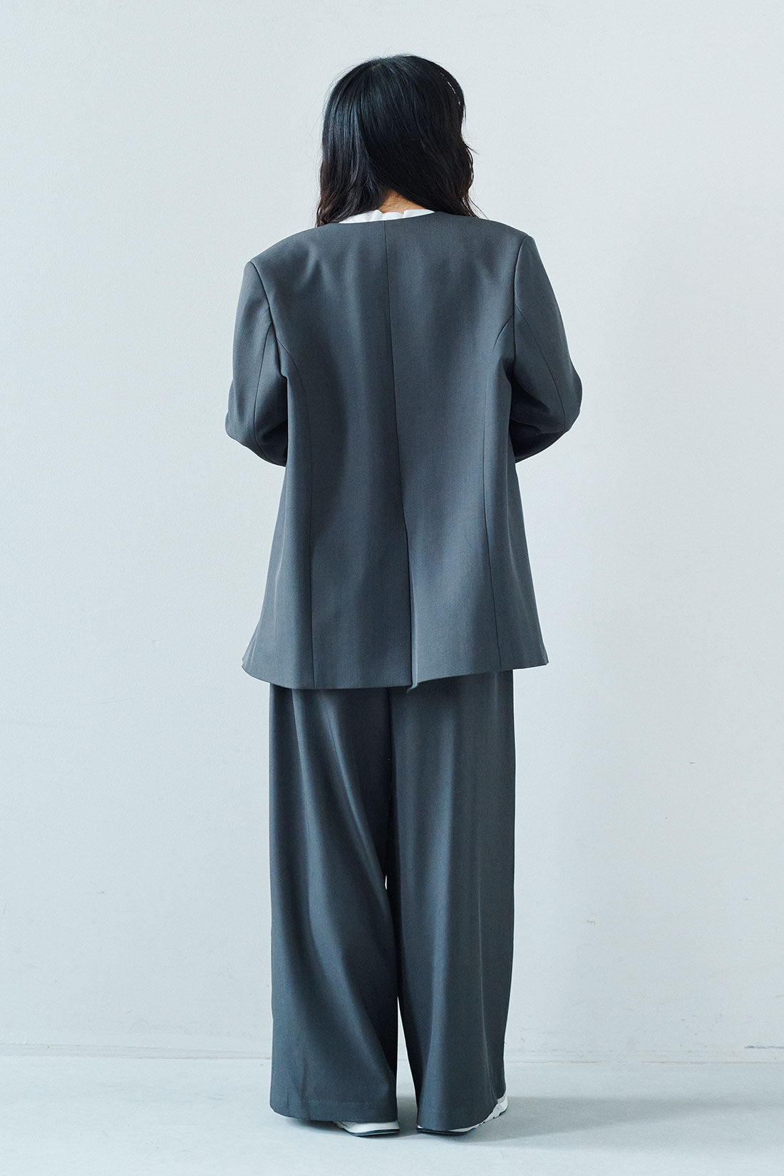 MEDE19F|韓国セレクト LEFANCY ワイドスラックス〈グレー〉