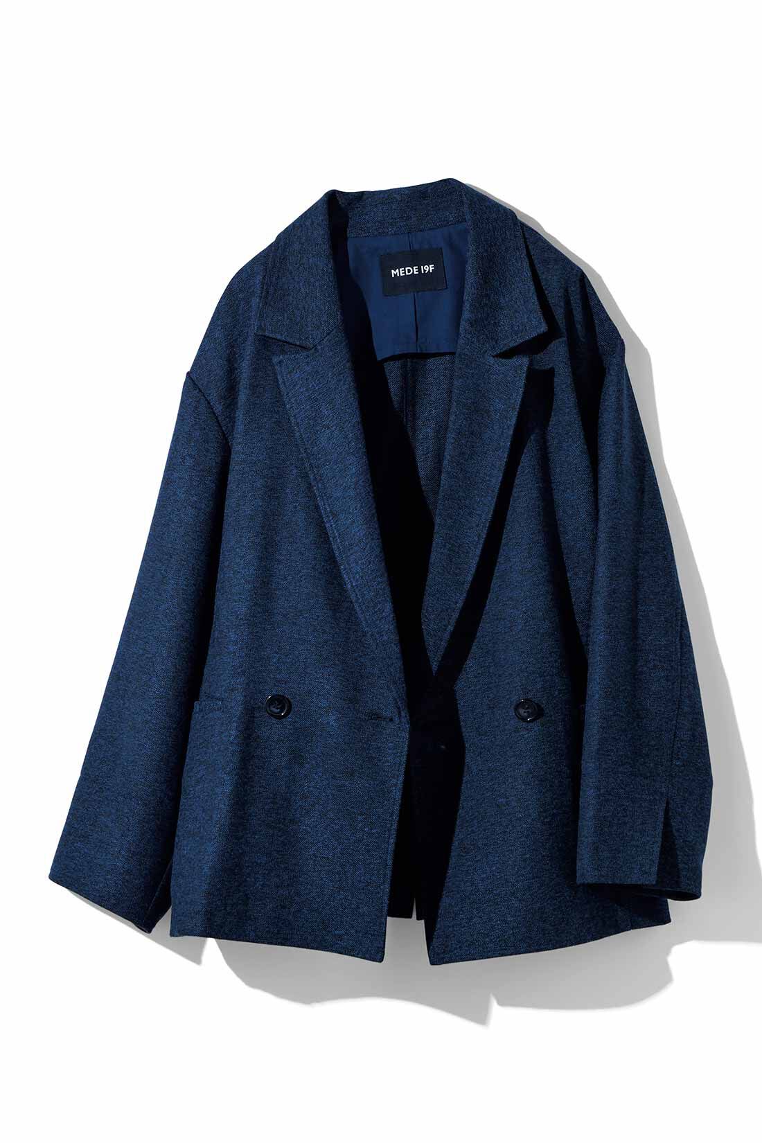 MEDE19F|MEDE19F　ツイードライクなリラックスダブルジャケット〈ネイビーミックス〉