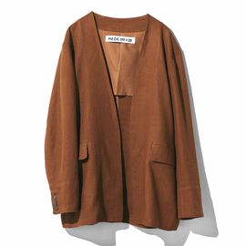 MEDE19F | MEDE19F　高山都さんコラボ リネン混ノーカラージャケット〈ブラウン〉