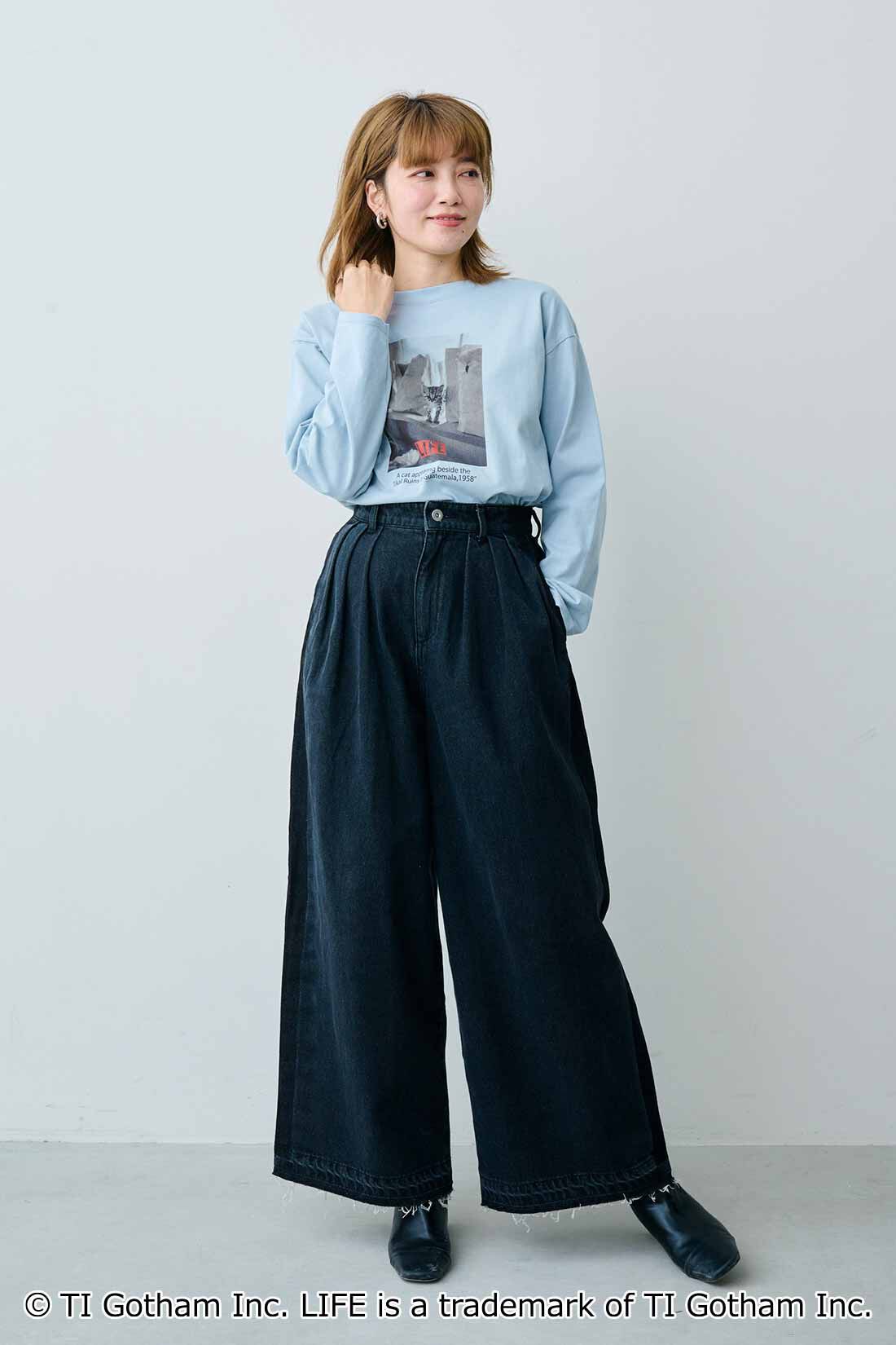 【MEDE19F】レスウォーターワイドレッグデニム〈ヴィンテージブラック〉