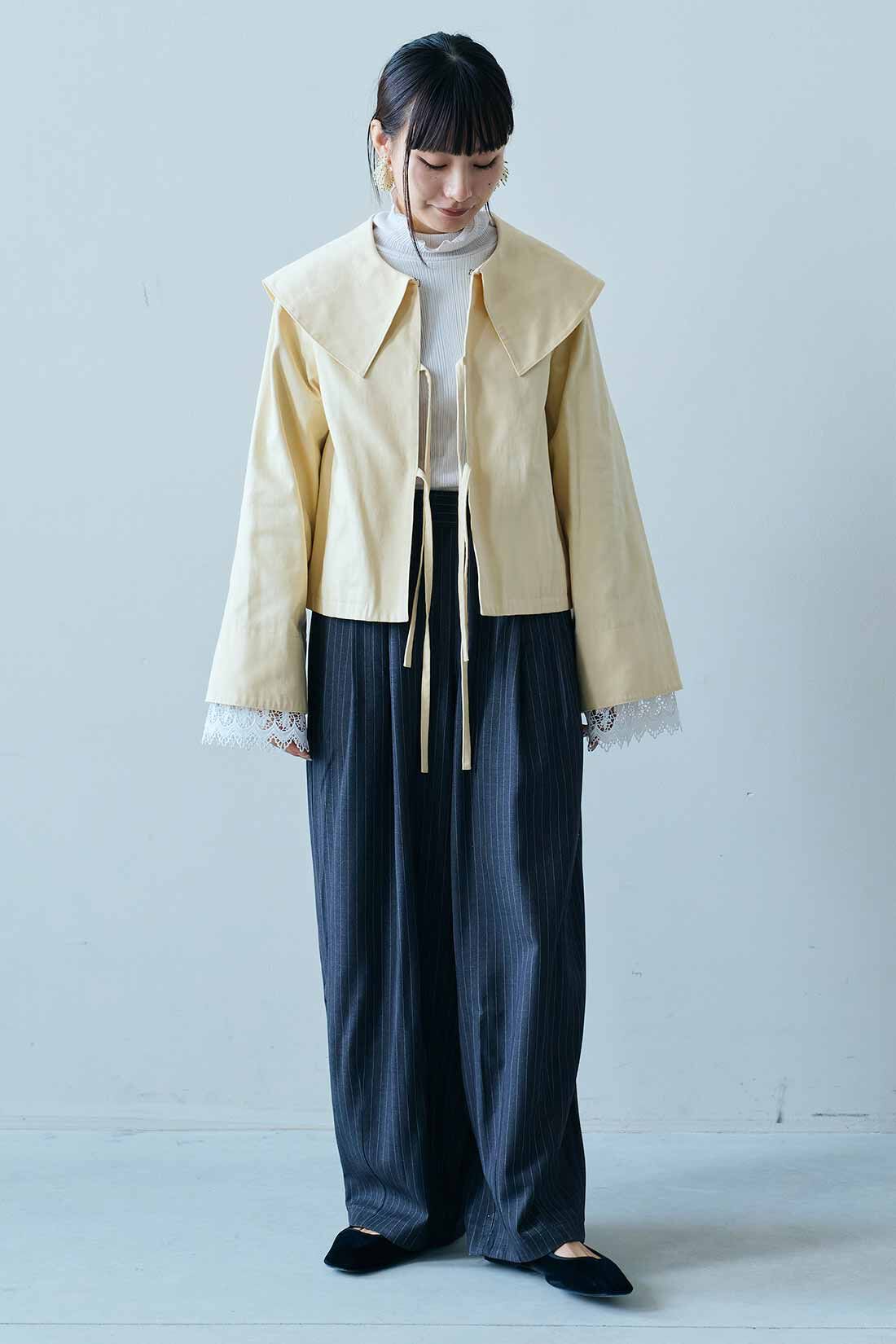 MEDE19F [メデ・ジュウキュウ]|MEDE19F　Boutique888さんコラボ ビッグカラージャケット〈クリームイエロー〉|モデル身長：158cm　着用サイズ：M