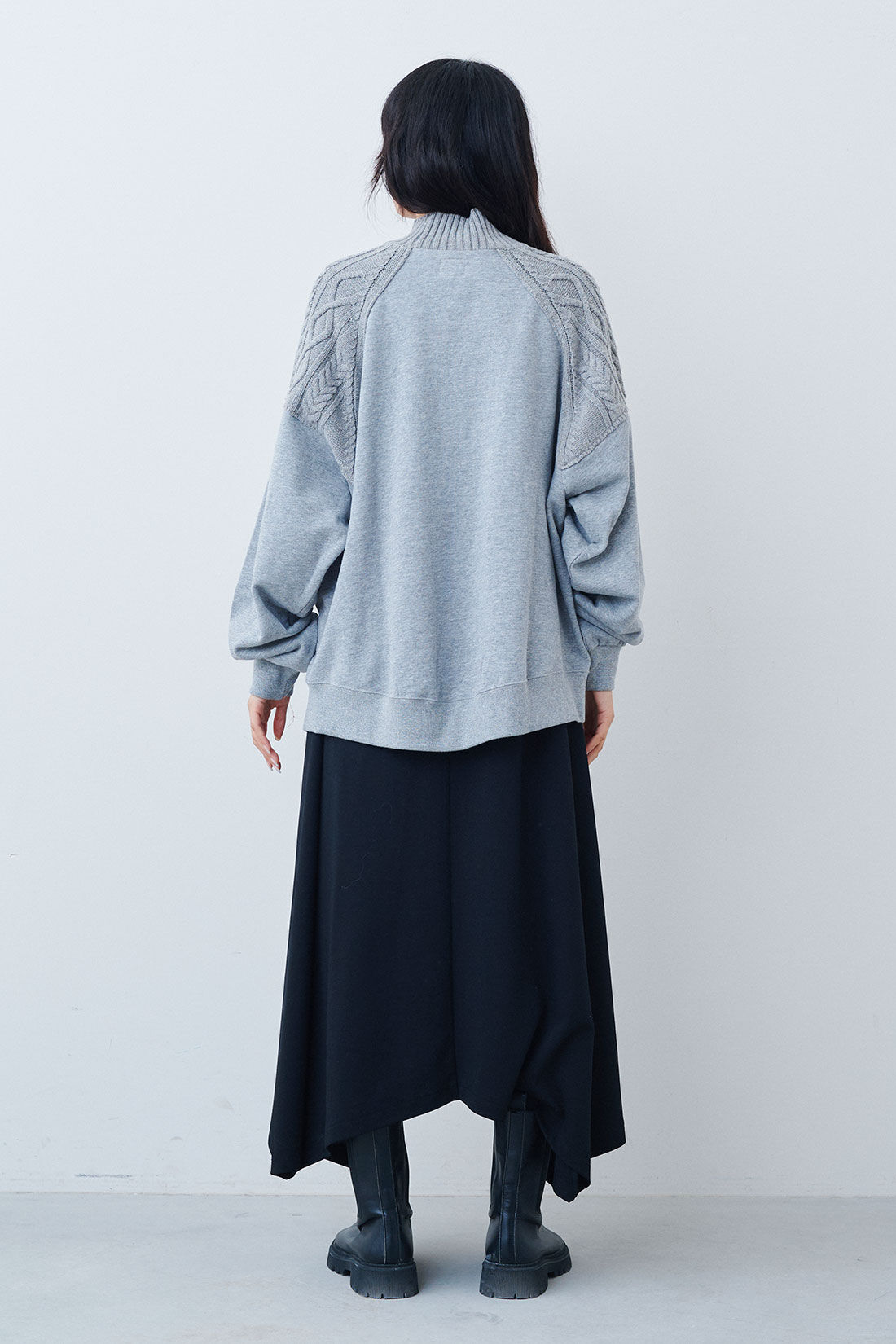 MEDE19F [メデ・ジュウキュウ]|【MEDE19F SELECT】LEE ニットミックスハイネックプルオーバー|モデル身長：163cm