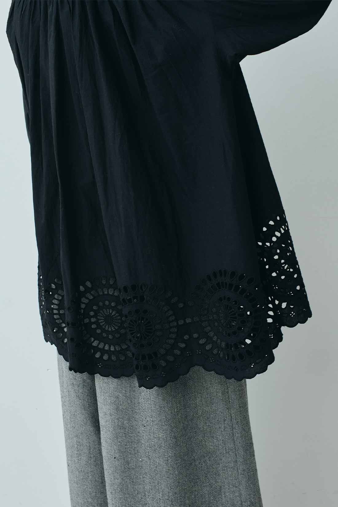 MEDE19F [メデ・ジュウキュウ]|MEDE19F　〈MADE IN INDIA COLLECTION〉シフリー刺しゅうコットンシャツ〈ブラック〉