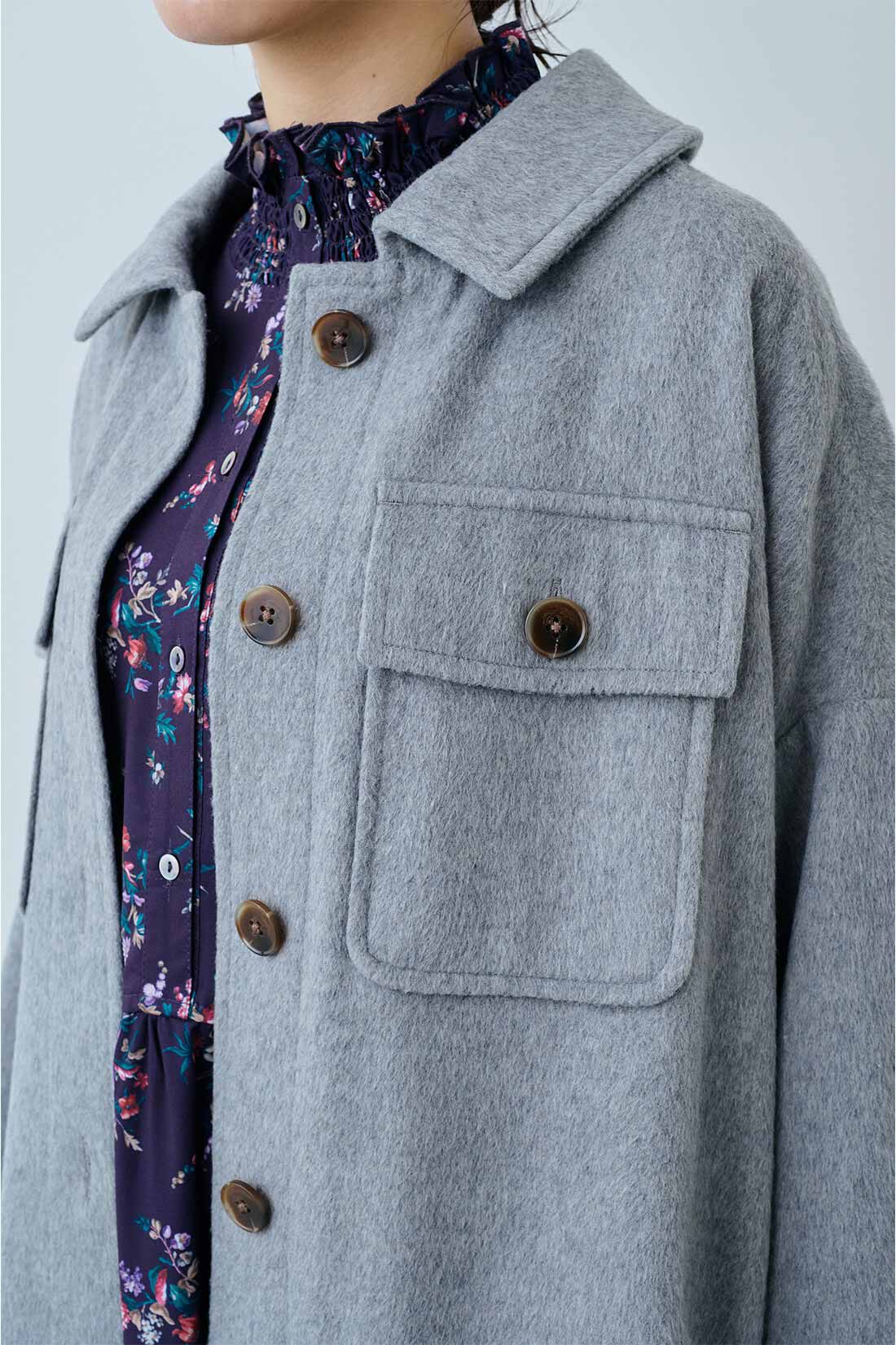 MEDE19F|MEDE19F　起毛素材のオーバーシャツジャケット〈グレー〉