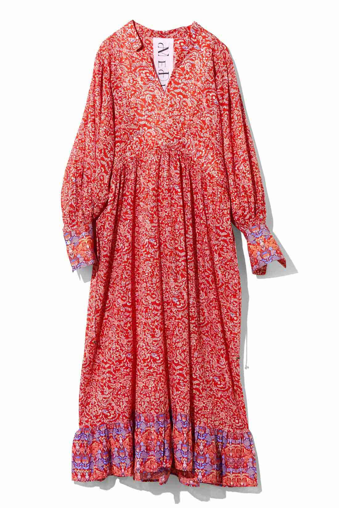 MEDE19F [メデ・ジュウキュウ]|MEDE19F　〈MADE IN INDIA COLLECTION〉プリントコットンドレス|レッド