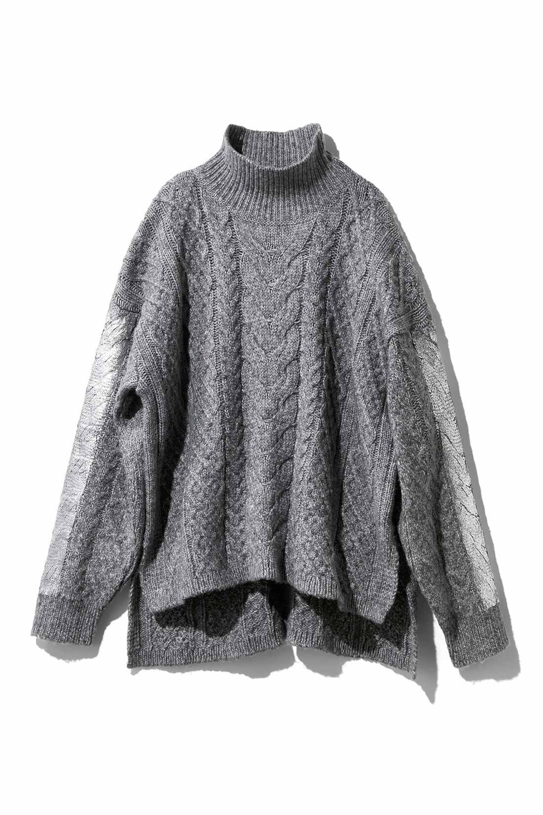 MEDE19F [メデ・ジュウキュウ]|MEDE19F　フォイルプリント タートルアランニット|シルバー