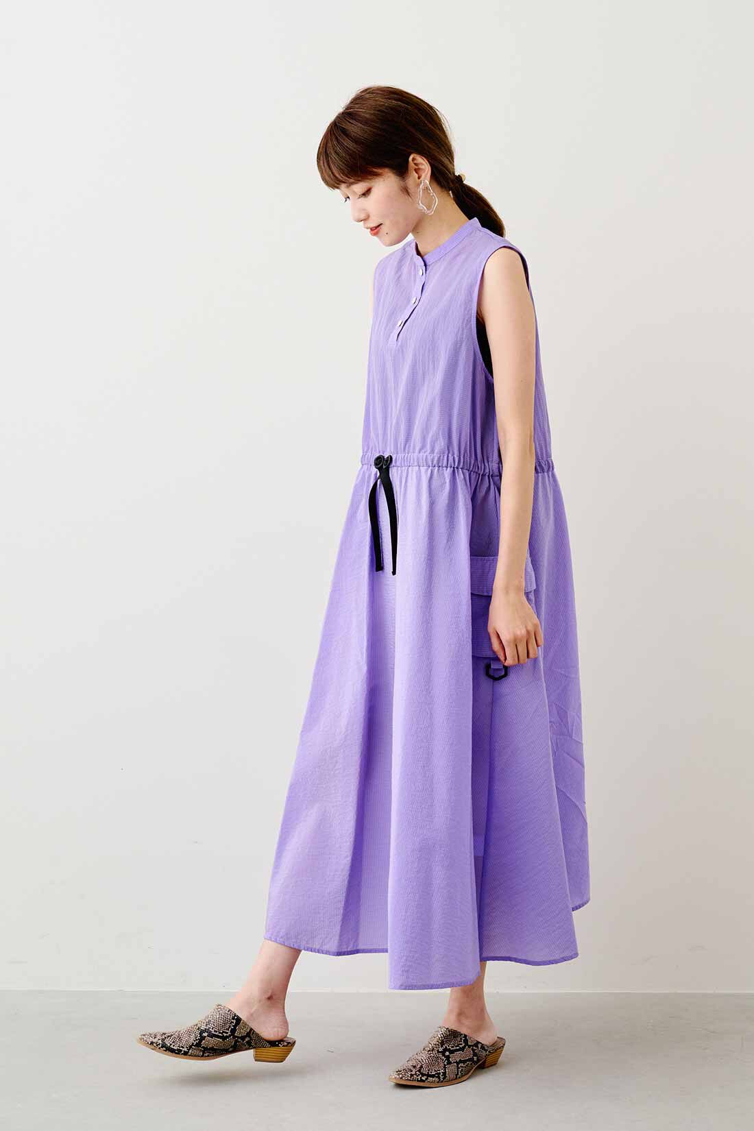 MEDE19F　薄くて軽いリップストップ ナイロンワンピース〈パープル〉