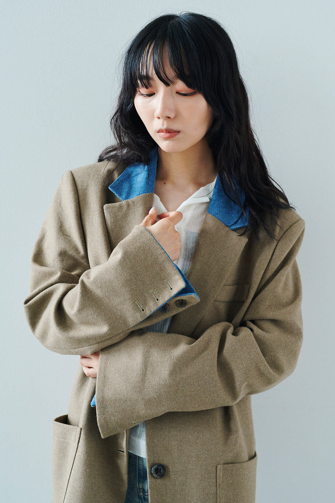 MEDE19F [メデ・ジュウキュウ]|韓国セレクト NYLON33 デニム切り替えオーバーサイズジャケット