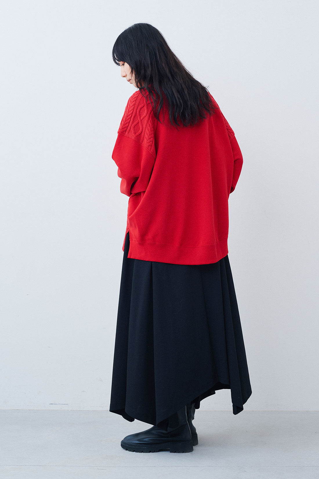 MEDE19F [メデ・ジュウキュウ]|【MEDE19F SELECT】LEE ニットミックスハイネックプルオーバー|モデル身長：163cm