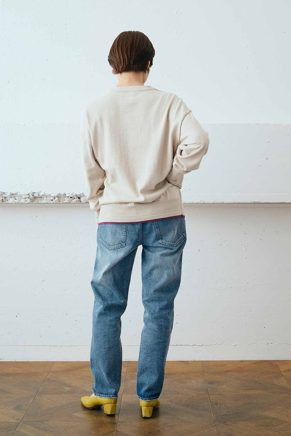 MEDE19F|MEDE19F　コットンロングスリーブニット〈フォレストグリーン〉|モデル身長：162cm　着用サイズ：M