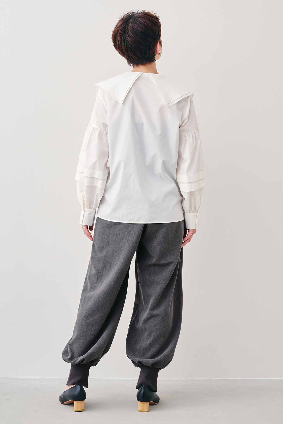 MEDE19F|MEDE19F　ピューリタンカラーシャツ〈ホワイト〉|モデル身長：157cm　着用サイズ：M
