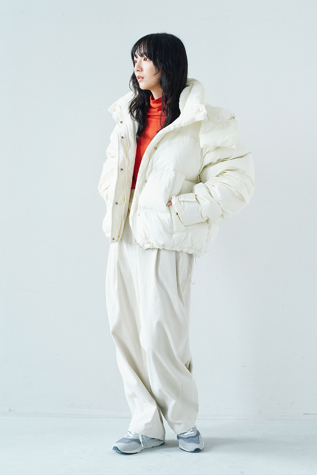 MEDE19F|韓国セレクト FROM　ダウンジャケット〈ホワイト〉|モデル身長：163cm