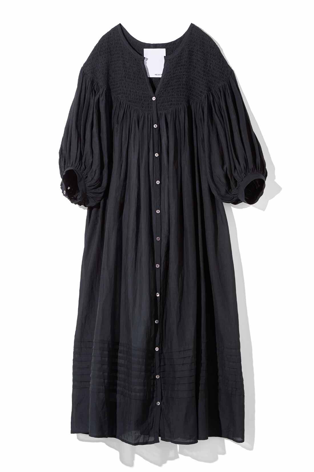 MEDE19F [メデ・ジュウキュウ]|MEDE19F　〈MADE IN INDIA COLLECTION〉スシボイル シャーリングワンピース|ブラック