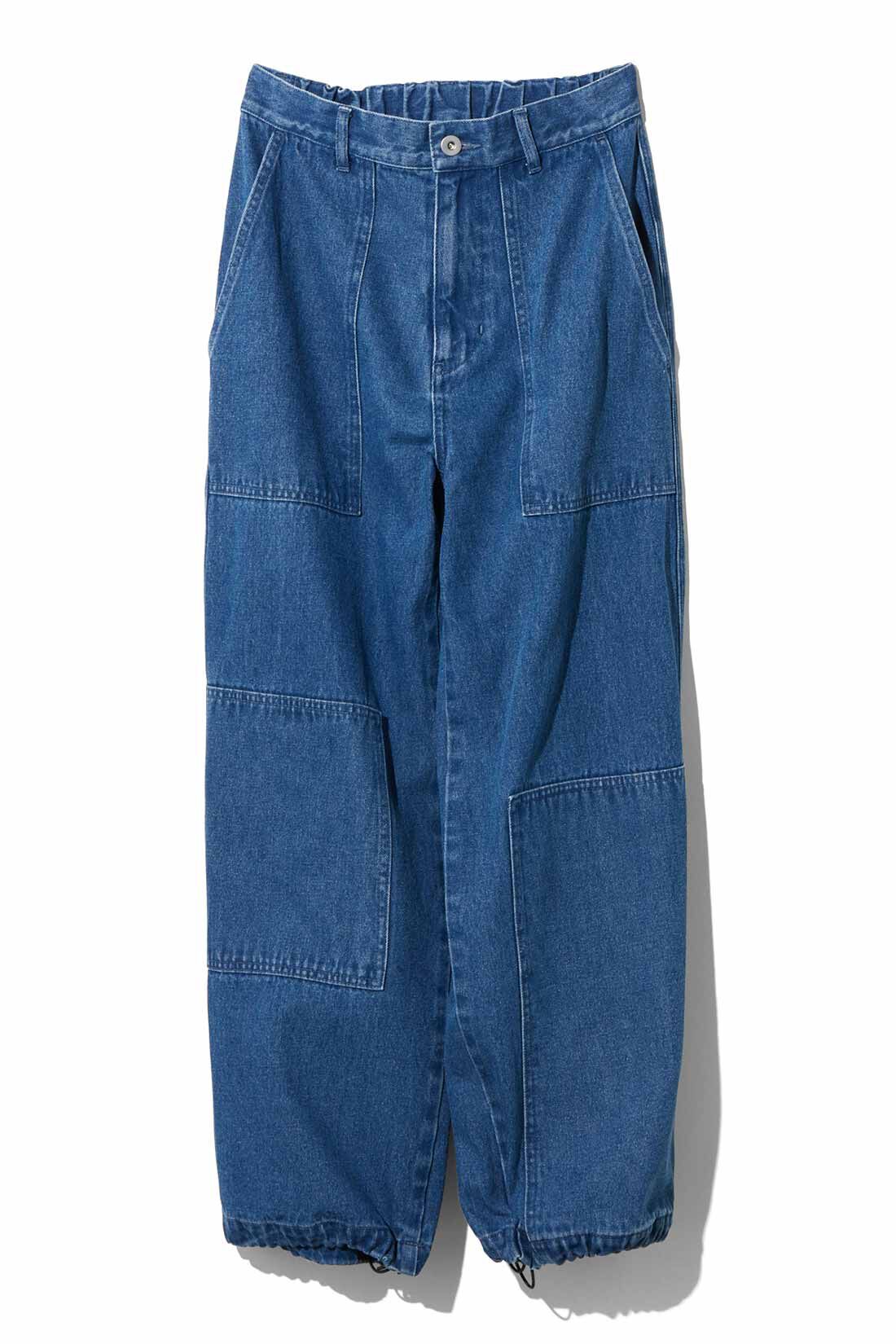 MEDE19F アシメトリーパッチのミリタリーデニムパンツ|〈ブルー〉