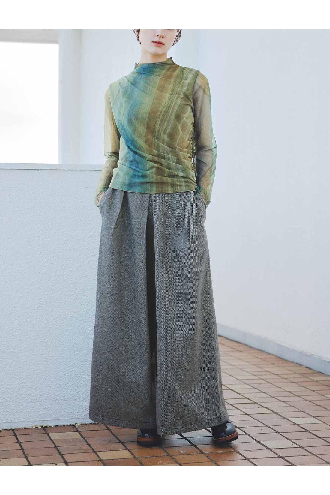 MEDE19F|MEDE19F　ツイード素材のはかまパンツ〈グレー〉