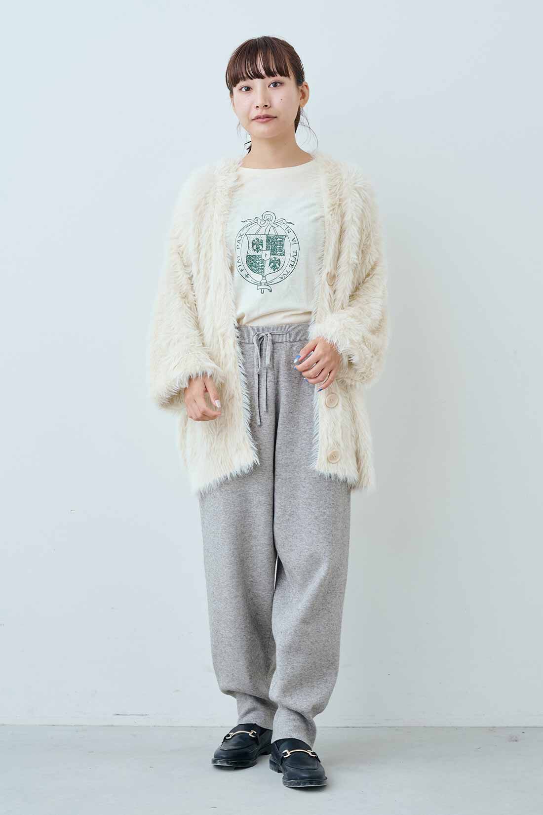 MEDE19F [メデ・ジュウキュウ]|MEDE19F　スウェットライクニットパンツ〈グレー〉|モデル身長：158cm　着用サイズ：M