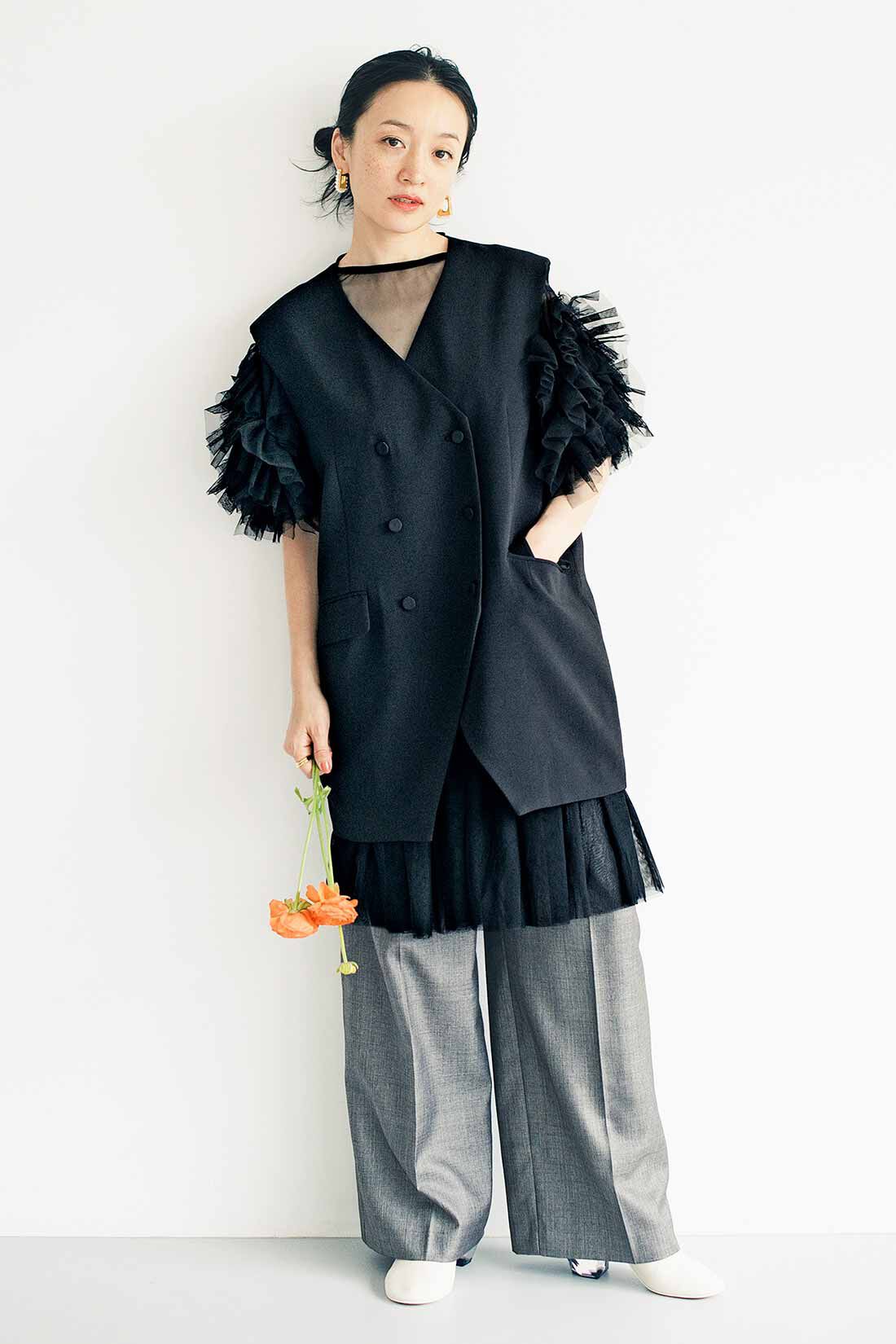 MEDE19F 高山都さんコラボ レイヤードワンピースセット〈ブラック〉｜MEDE19F [メデ・ジュウキュウ]｜フェリシモ【公式通販】