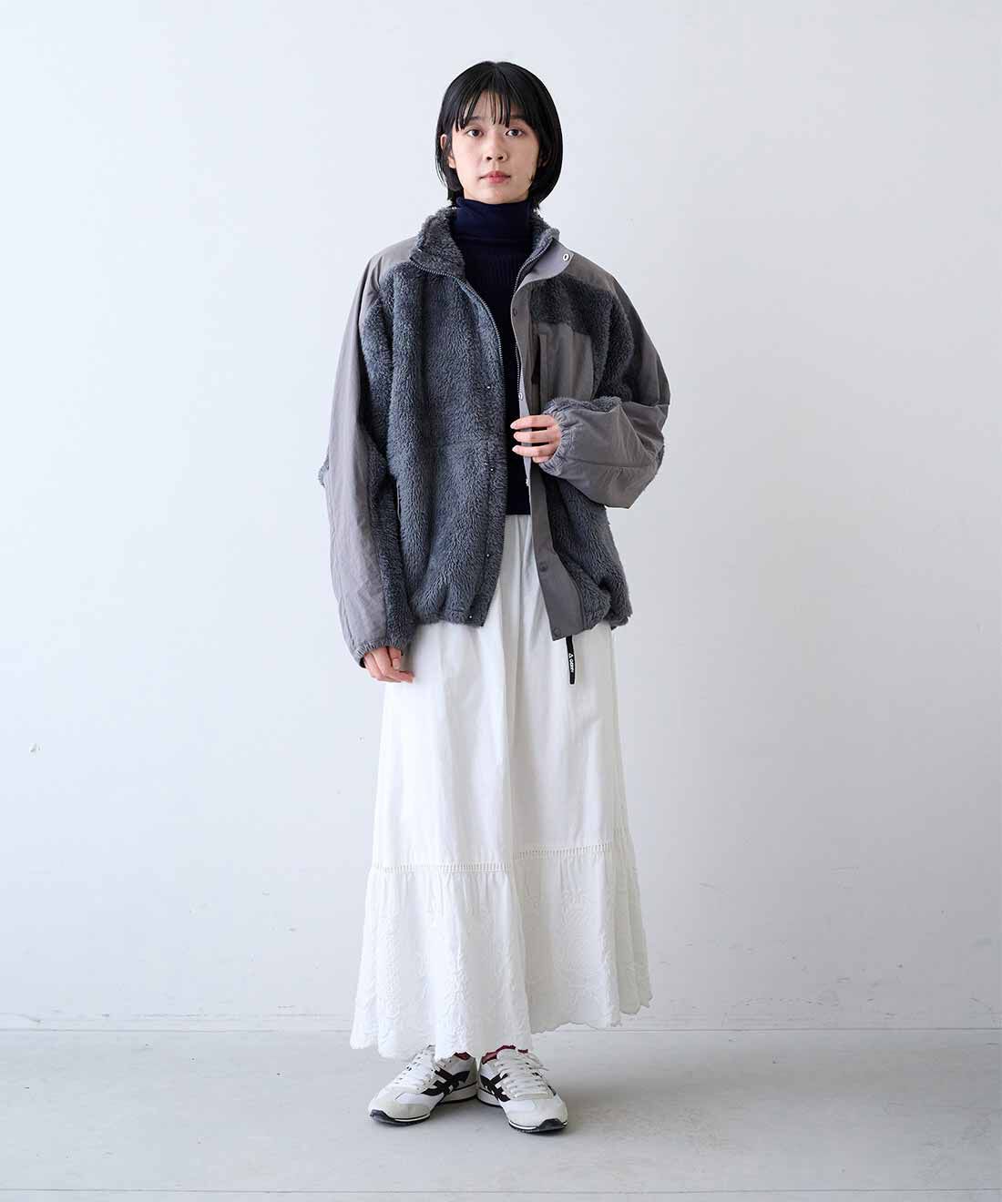 MEDE19F [メデ・ジュウキュウ]|GERRY（R）フリースボンディングボアジャケット〈グレー〉と綿 タートルニットの会のコーディネート