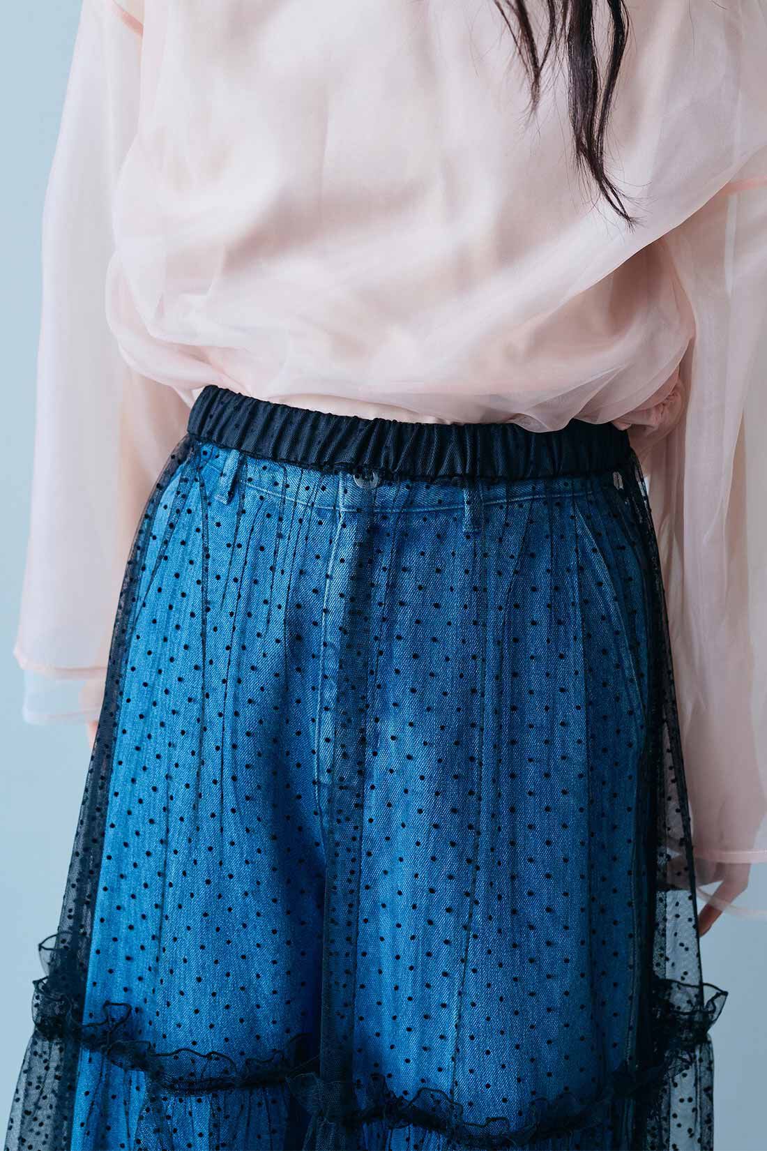 MEDE19F|MEDE19F　ドットチュールオーバースカート〈ブラック〉