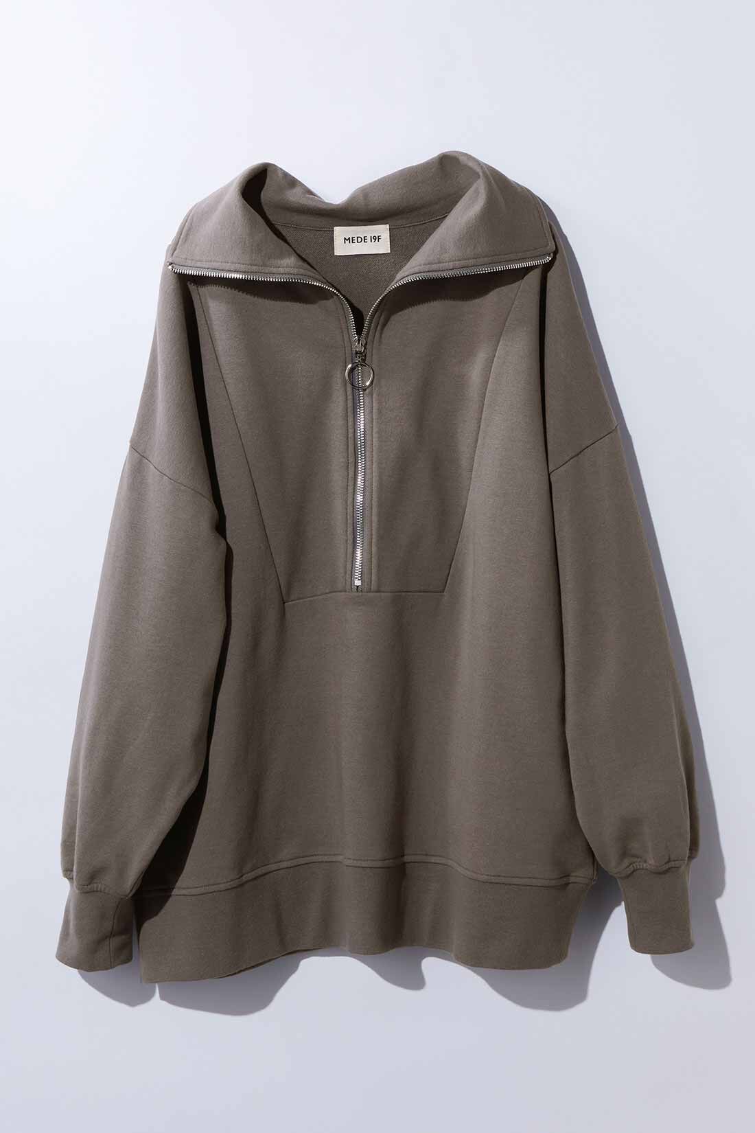 MEDE19F　ジップスウェットプルオーバー〈ベージュ〉