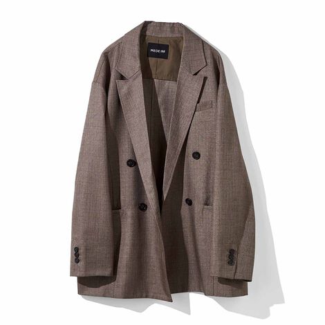 MEDE19F シャークスキン ダブルジャケット〈グレーベージュ〉