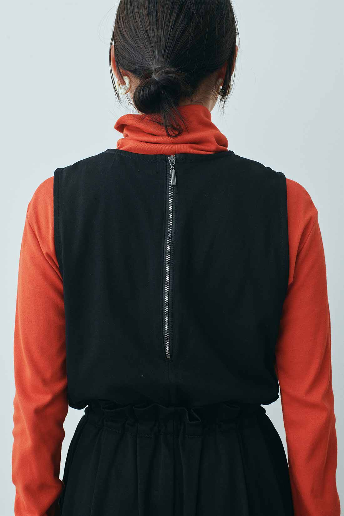 MEDE19F [メデ・ジュウキュウ]|MEDE19F　タック遣いのカットソーオールインワン〈ブラック〉