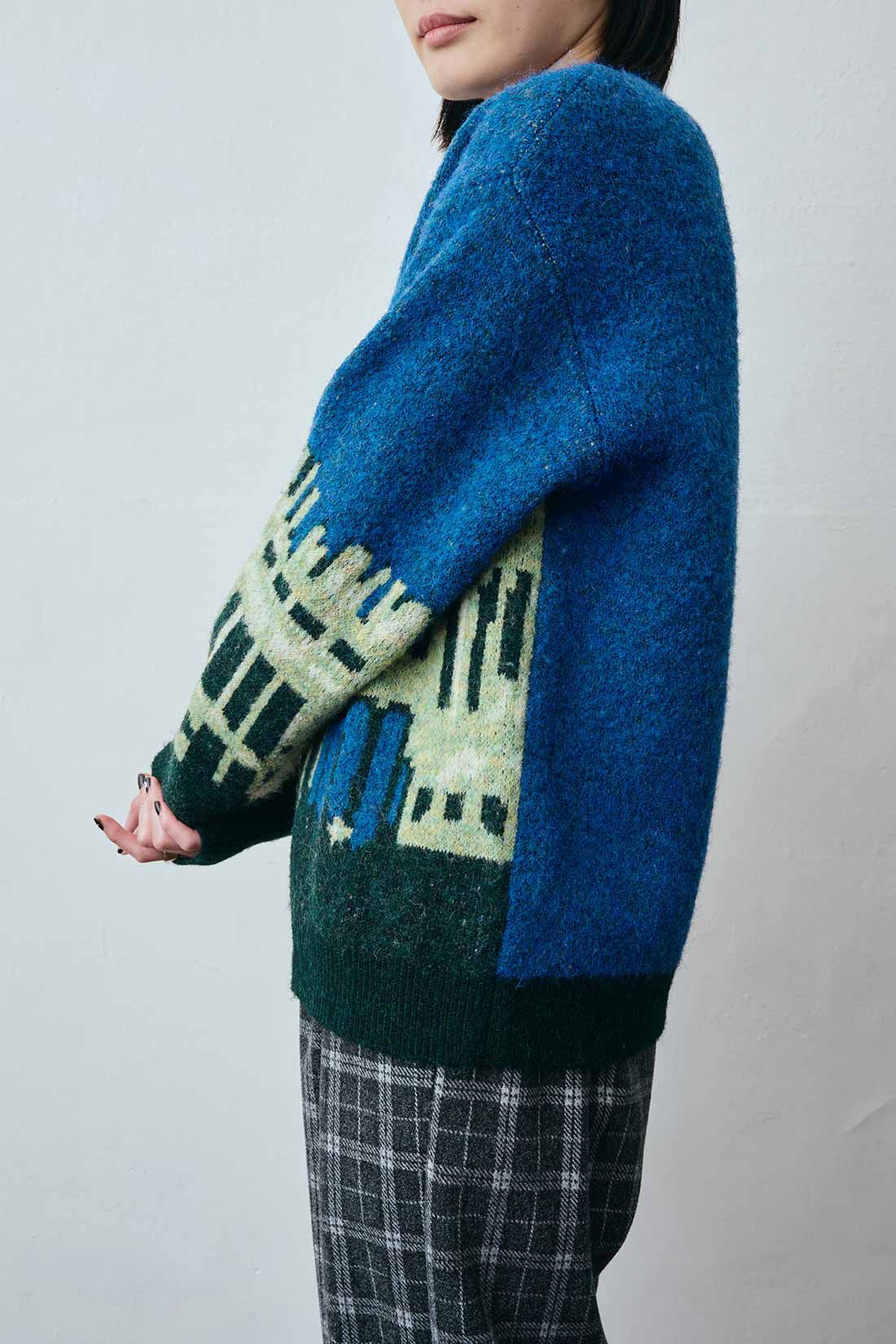 MEDE19F MEDE19F×UNICOLART ランドスケープ柄のジャカード編みニットトップス｜MEDE19F [メデ・ジュウキュウ]｜フェリシモ【公式通販】
