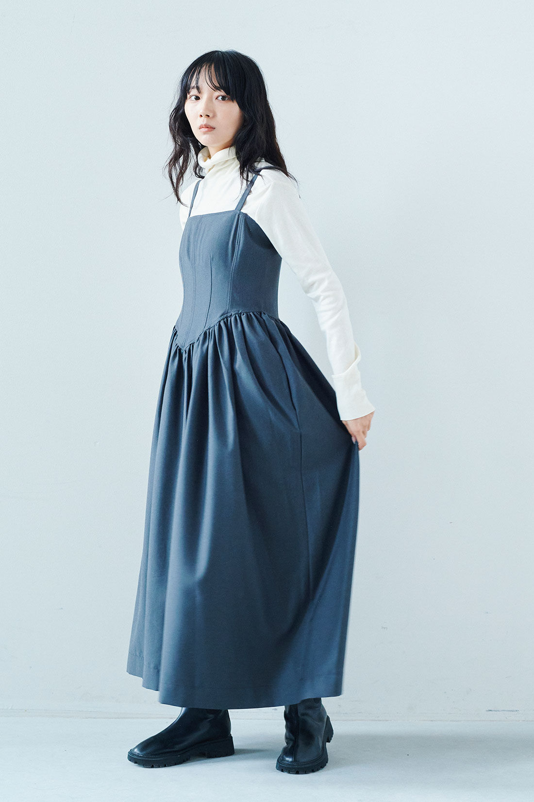 MEDE19F [メデ・ジュウキュウ]|韓国セレクト STAGE ミリタリーワンピース|モデル身長：163cm