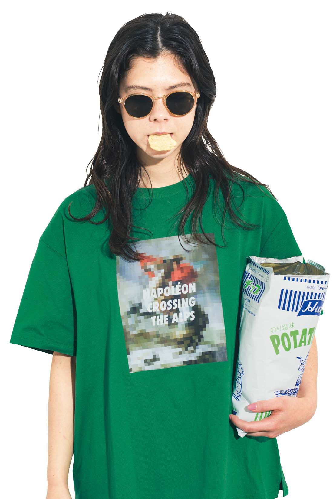 USAコットン 色を楽しむモザイクTシャツ〈グリーン〉｜Tシャツ ・カットソー｜トップス｜レディースファッション｜レディースファッション・洋服の通販｜MEDE19F