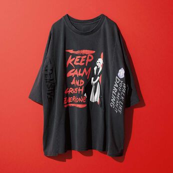 【Disney】クルエラの古着リメイク風プリントＴシャツ