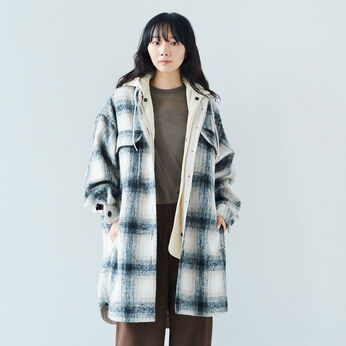 MEDE19F | 韓セレ artisover ライナー付きビックシャギーチェックシャツコート