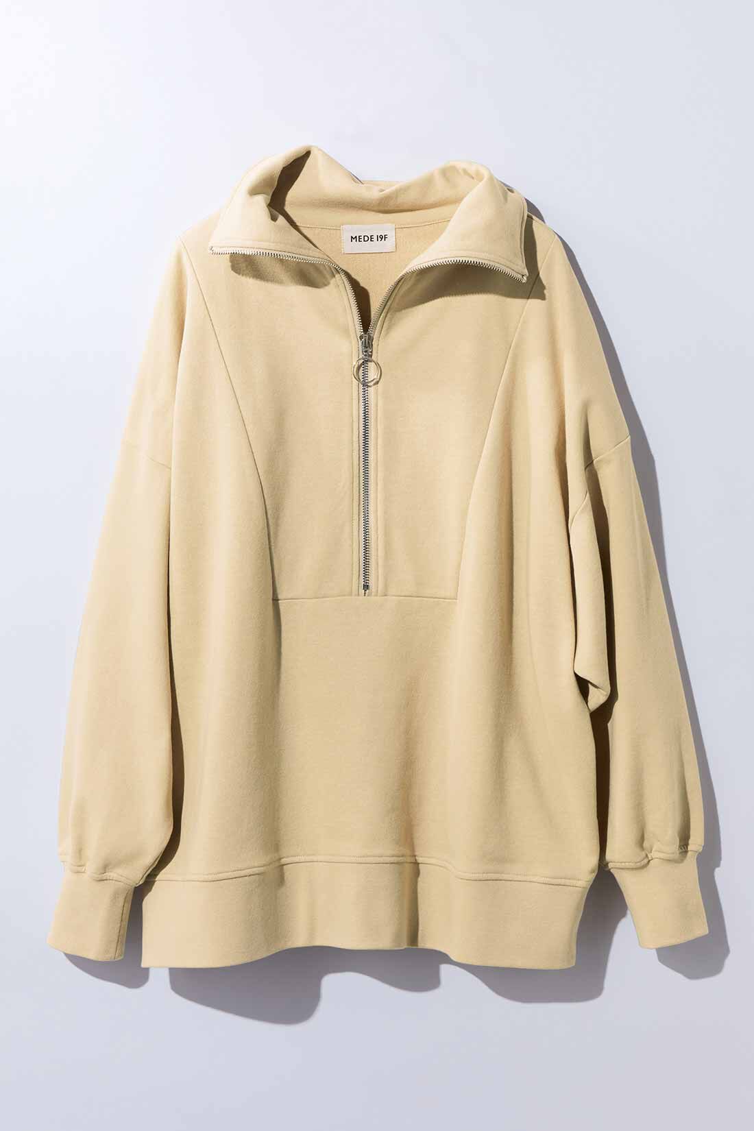 MEDE19F　ジップスウェットプルオーバー〈ベージュ〉