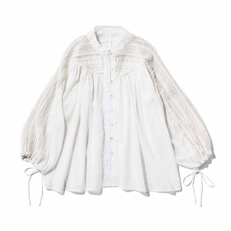 MEDE19F | 【MADE IN INDIA COLLECTION】レース遣いのコットンボイルブラウス