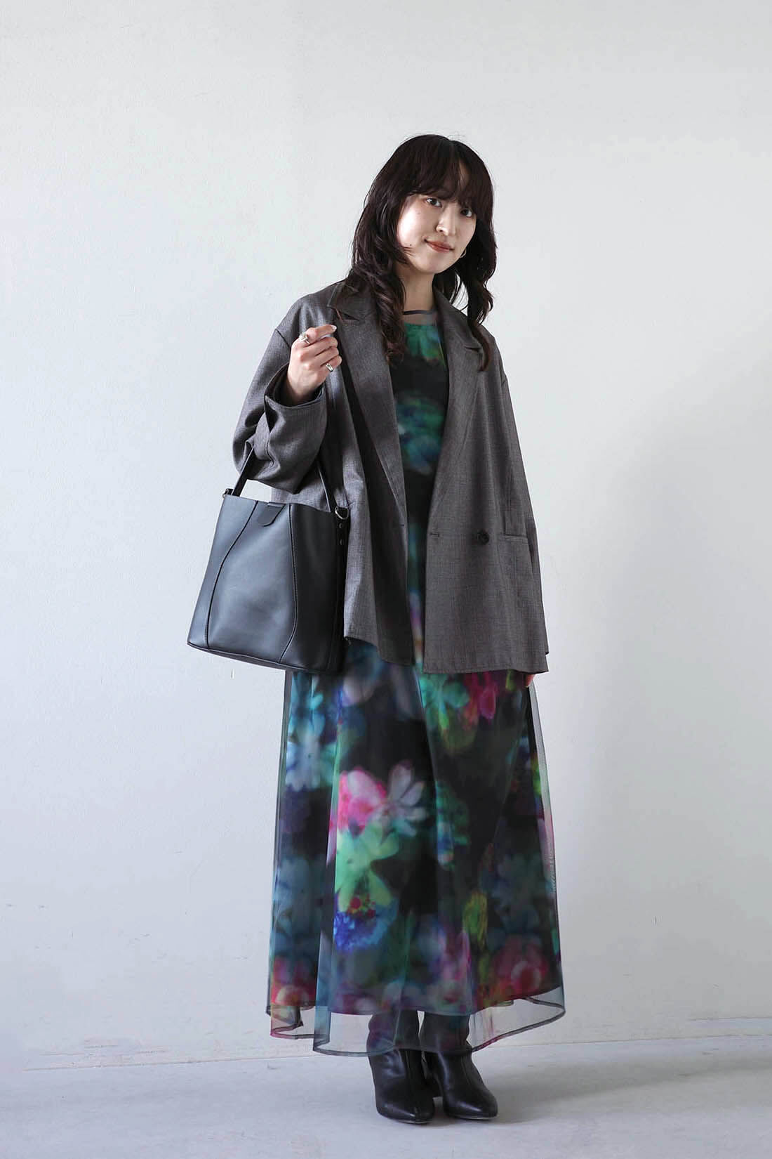 MEDE19F [メデ・ジュウキュウ]|MEDE19F　シャークスキンのリラックスダブルジャケット〈シルバーチャコールグレー〉