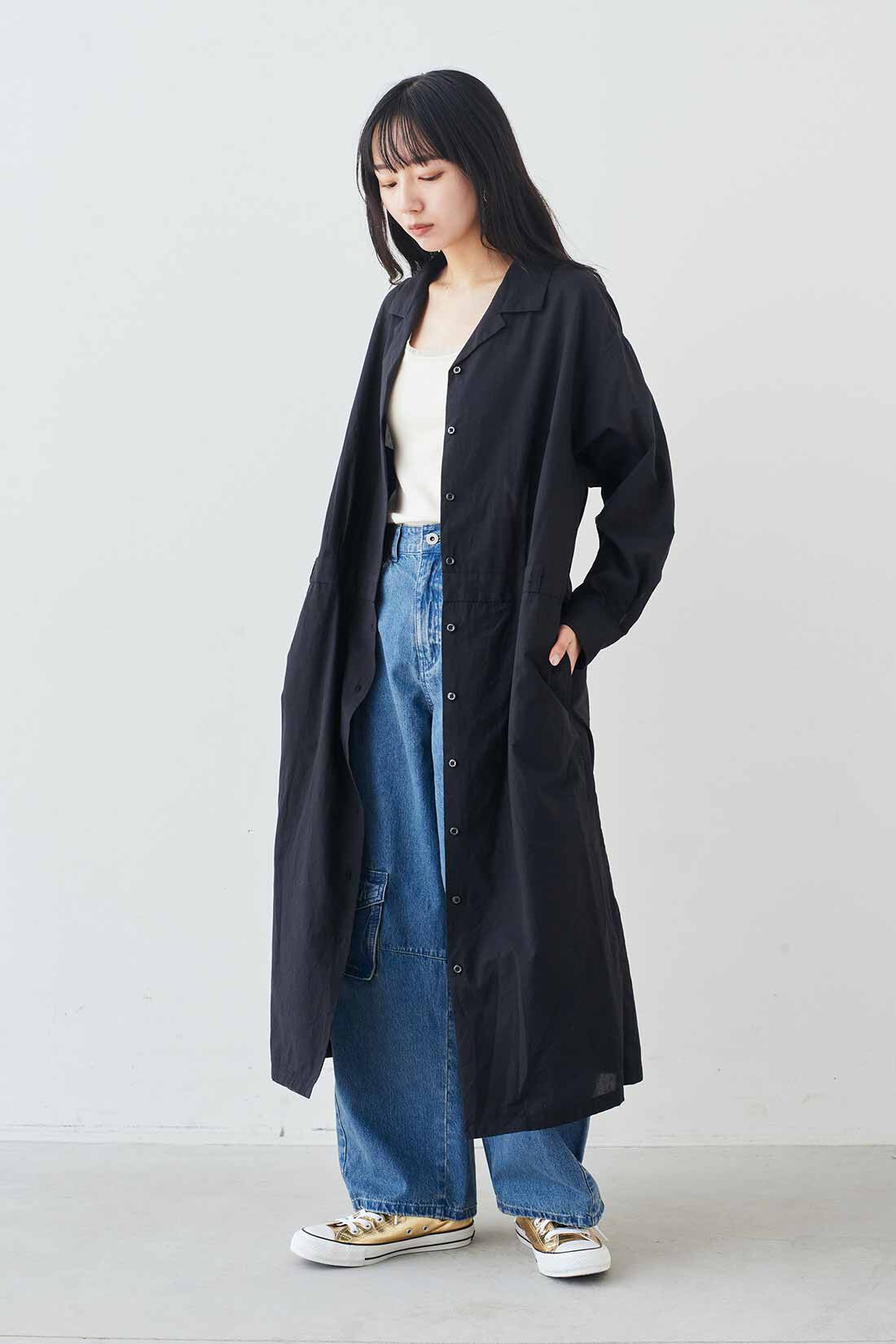 MEDE19F [メデ・ジュウキュウ]|MEDE19F　日陰をまとうシャツコートワンピース〈ブラック〉