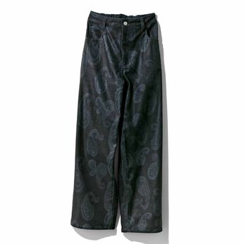 MEDE19F | 大人のペーズリー柄プリントコーデュロイパンツ〈ブラック〉