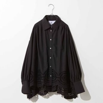 【MADE IN INDIA COLLECTION】シフリー刺しゅうコットンシャツ〈ブラック〉