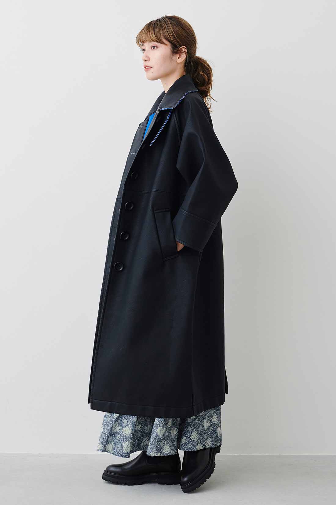 限定セールをすべて MEDE19F フェイクレザーのバルマカーンコート〈ブラック ジャケット・アウター