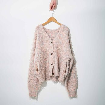 MEDE19F | 起毛ミックス リバーシブルニットカーディガン