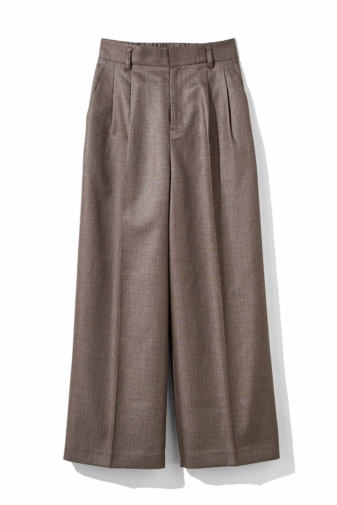 MEDE19F|MEDE19F　シャークスキンのリラックスワイドスラックス〈グレーベージュ〉
