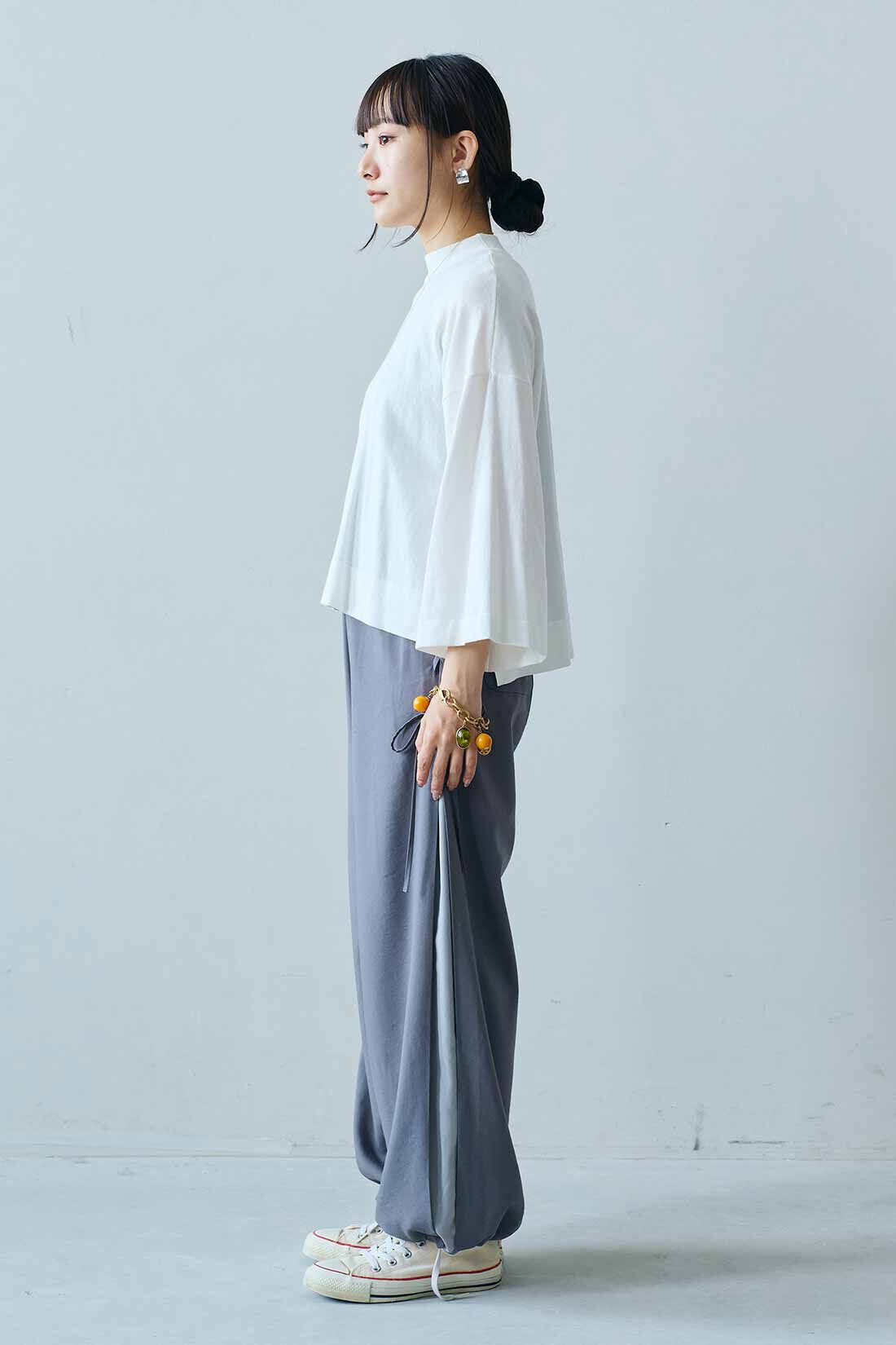 MEDE19F|MEDE19F　三子糸（みこいと）のTニットトップスの会|モデル身長：158cm　着用サイズ：M