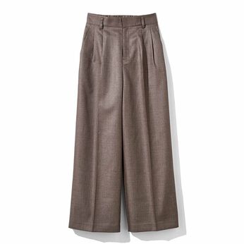 MEDE19F シャークスキン ワイドスラックス〈グレーベージュ〉