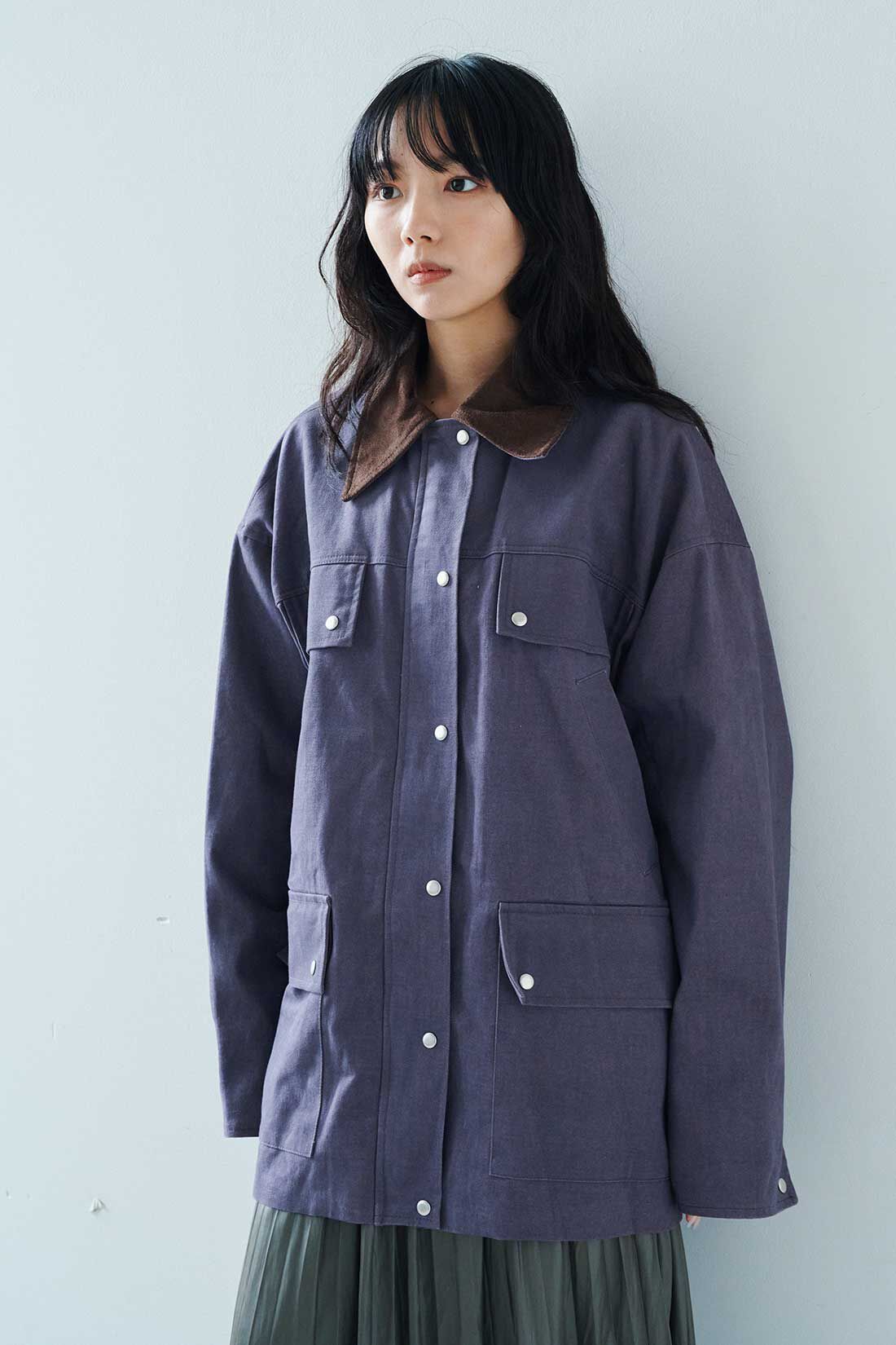 MEDE19F|韓国セレクト artisover　大人パープルカラーのハンティングジャケット