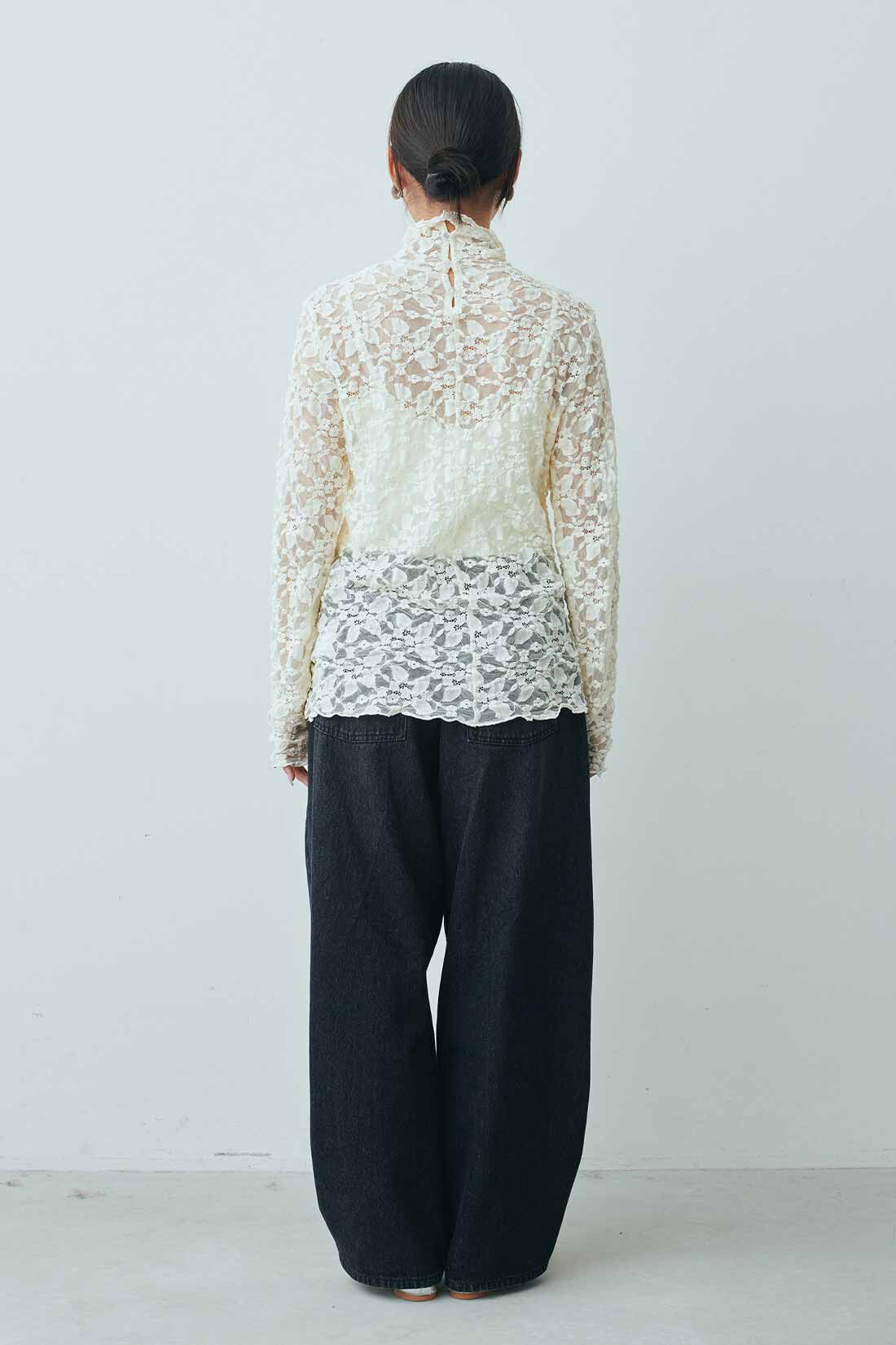 MEDE19F|MEDE19F　レースハイネックトップス|モデル身長：158cm　着用サイズ：M