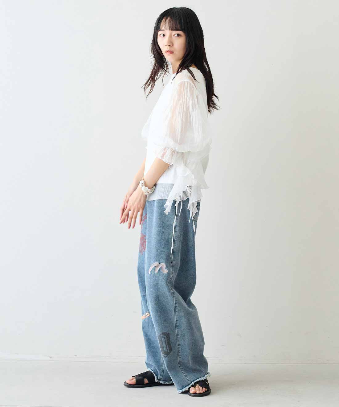 MEDE19F|MEDE19F たゆたうくらげのドッキングトップス|モデル身長：163cm　着用サイズ：M