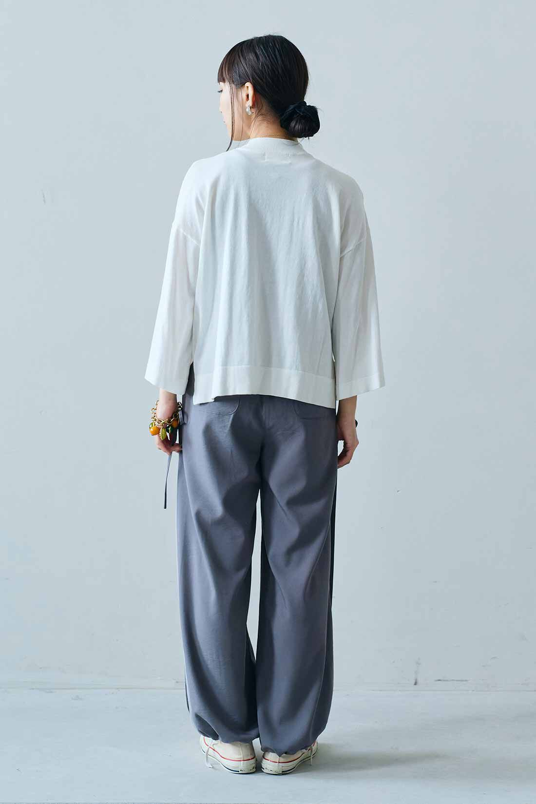 MEDE19F|MEDE19F　三子糸（みこいと）のTニットトップスの会|モデル身長：158cm　着用サイズ：M